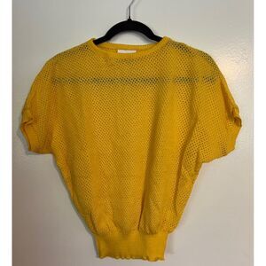 Avon Fashions Yellow Size L Light Knit Short Sleeve Top